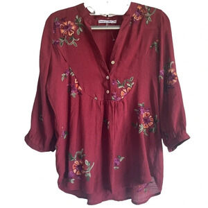 FIGUEROA & FLOWER V-Neck Flower Pattern Blouse Size PS